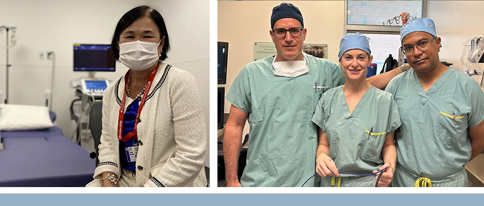 Left to right: Thao Huynh, MD, PhD, investigates care gaps in cardiovascular diseases; Vidal Essebag, MD, PhD, Jacqueline Josa, MD, and Atul Verma, MD, conduct research on therapies for atrial fibrillation.