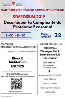 Symposium 2019 - Décortiquer la complexité du protéome exosomal (le 22 janvier 2019)