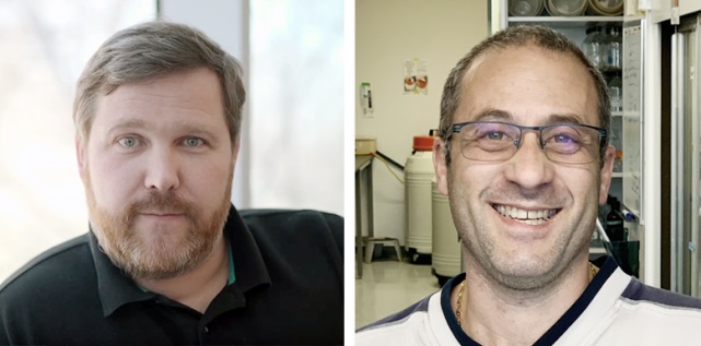 Peter Siegel (gauche), chercheur de l’Institut de recherche du CUSM et du Centre recherche sur le cancer Goodman, et Sébastien Tabariès, associé de recherche