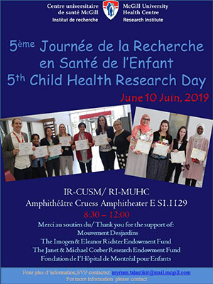 Journée de la recherche en santé de l’enfant (le 10 juin 2019)