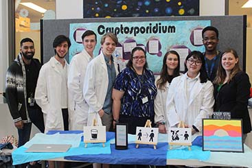 The Cryptosporidium project from Vincent Massey Collegiate with mentors from Dr. Ndao’s laboratory: Adam Hassan, Dilhan Perera and Dr. Karine Sonzogni-Desautels.