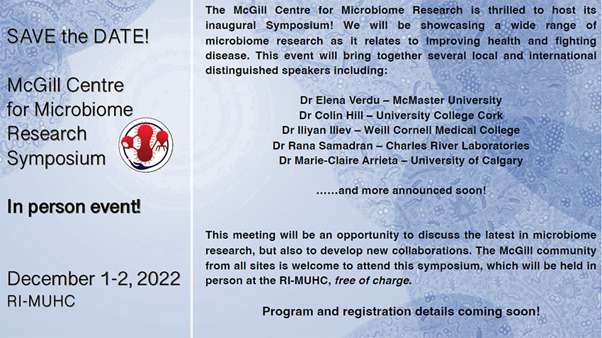 McGill Centre for Microbiome Research Symposium McGill Centre for Microbiome Research Symposium