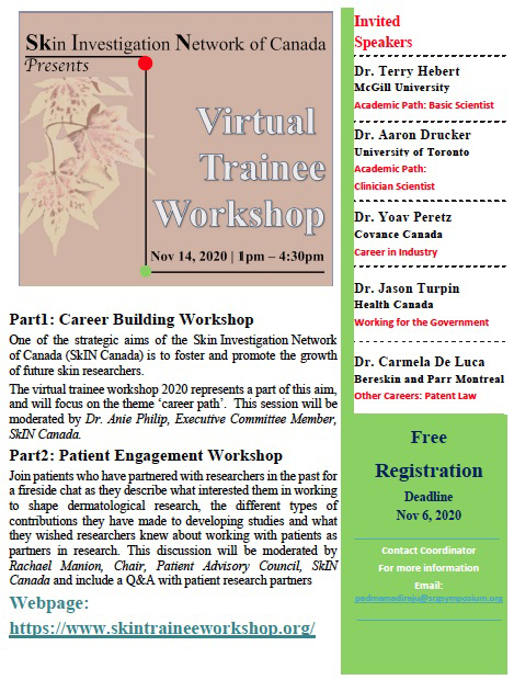 2020 Virtual Trainee workshop from SkIN Canada