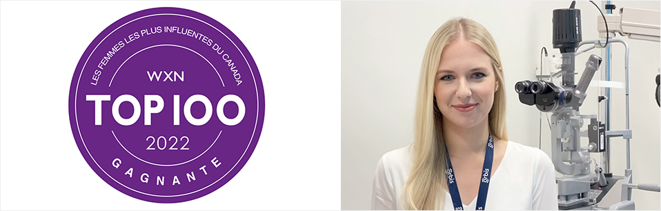 Dominique Geoffrion, Ph. D., est une étudiante en médecine à l’Université McGill (programme MDCM, promotion de 2023) qui a récemment terminé son doctorat en ophtalmologie alors qu’elle était stagiaire de recherche au Programme en santé de l’enfant et en développement humain du CUSM. Dominique Geoffrion, Ph. D., est une étudiante en médecine à l’Université McGill (programme MDCM, promotion de 2023) qui a récemment terminé son doctorat en ophtalmologie alors qu’elle était stagiaire de recherche au Programme en santé de l’enfant et en développement humain du CUSM.