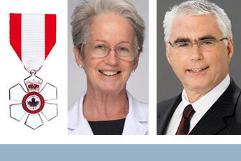 Two RI-MUHC researchers were appointed to the Order of Canada in 2022: Dr. Carolyn Freeman for her impactful career in radiation oncology, and John Bergeron, D.Phil., for his contribution to the field of proteomics