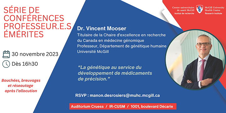 Série de conférences professeur.e.s émérites : Dr. Vincent Mooser