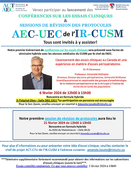 L’avancement des essais cliniques au Canada et une expérience en matière d'essais périopératoires