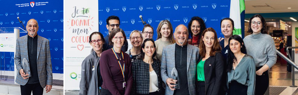 >Dr. Sam Shemie (left and centre) is Medical Director of the Pediatric Intensive Care Unit at the Montreal Children's Hospital and Associate Investigator in the Cardiovascular Health Across the Lifespan Program, Research Institute of the MUHC. (Photo credit: Thibault Carron)