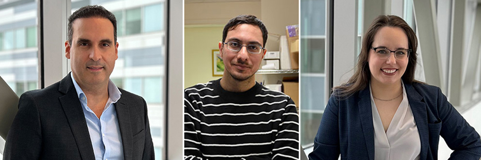 From left to right: Dr. Michael Tsoukas, principal investigator of the study, Ahmad Haidar, PhD, lead scientist of the study and Dr. Melissa-Rosina Pasqua, first author of the study.