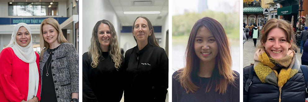 From left to right: Sabrina Alam, PhD, Vanessa Hadid, PhD, Xiaoyi (Michelle) Lan, PhD, Justine Mathé, PhD