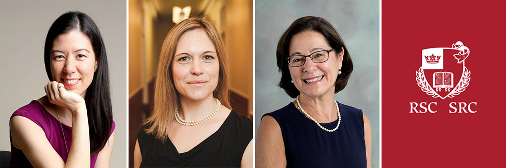 De gauche à droite : les chercheuses de l’IR-CUSM Stefanie Blain-Moraes, Delphine Collin-Vézina et Rhian Touyz