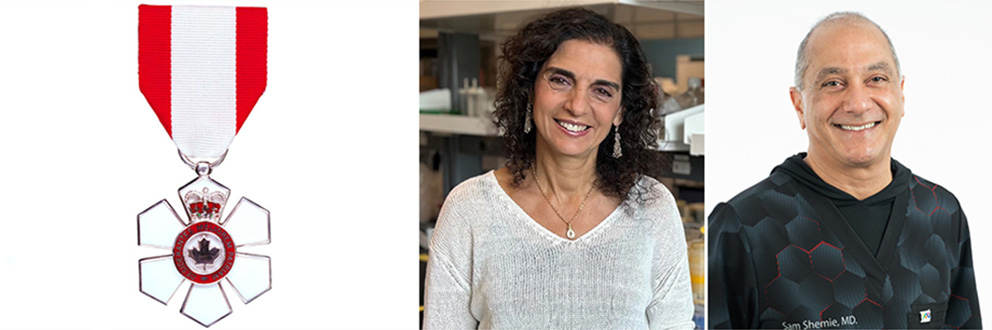 La Dre Nada Jabado, officière de l’Ordre du Canada (à gauche) et le Dr Sam Shemie, membre de l’Ordre (à droite), sont scientifiques à L’Institut