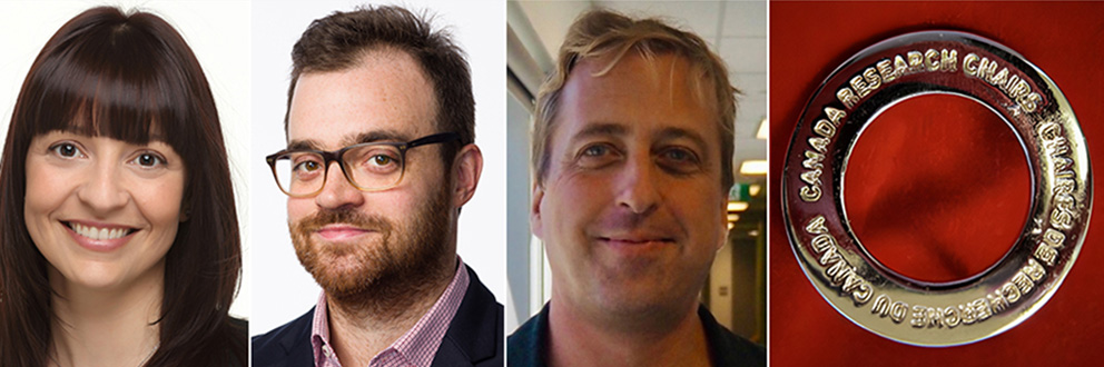 De gauche à droite : Sylvie Lambert, inf. aut., Ph. D., Marc Martel, Ph. D., et Mathieu Roy, Ph. D., figurent parmi les sept nouvelles chaires de recherche du Canada et les dix chaires renouvelées annoncées pour l'Université McGill.