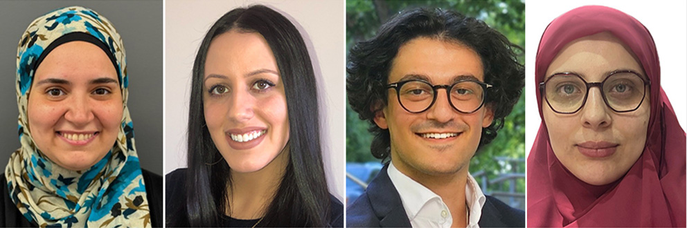 (De gauche à droite) Les stagiaires de l’IR-CUSM I Mariam El Sheikh, Ioanna Gianopoulos, Tarek Klaylat et Ghadeer Olleik