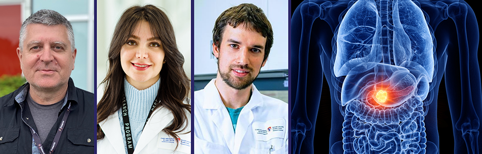 JJ LeBrun (L). Shima Rahimirad et Julien Boudreault, PhD sont copremiers auteurs de l’étude et stagiares dans le laboratoire de Prof. LeBrun.