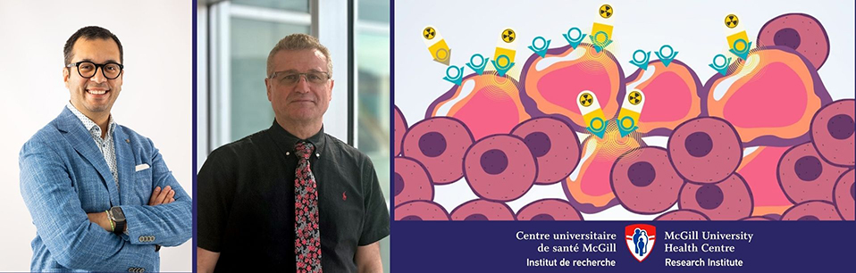 Le Dr Ramy Saleh (à gauche) est directeur médical des essais cliniques en oncologie au Centre de médecine innovatrice (CMI) de L'Institut. Le Dr Farzad Abbaspour (à droite) est chef de la division de médecine nucléaire du département d’imagerie médicale du CUSM.