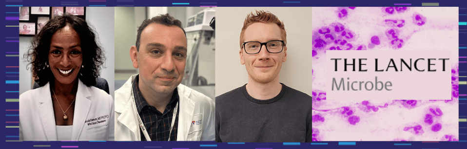 Dr. Makeda Semret (left), Dr. Cedric Yansouni (centre) and Dr. Jonathon Campbell (right) published this new study in The Lancet Microbe