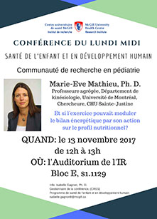 Recherche en pédiatrie – Conférence (le 13 novembre 2017)