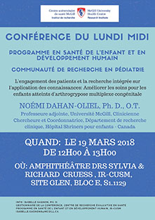 Recherche en pédiatrie – Conférence (le 19 mars 2018)