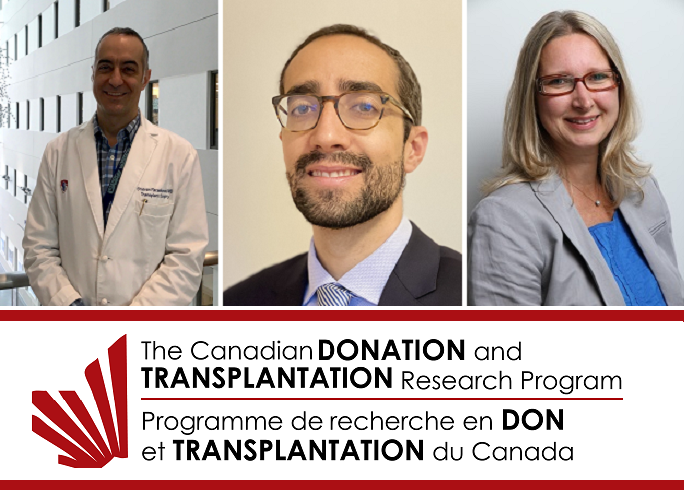 (L-R) CDTRP grant recipients from the Research Institute of the MUHC: Steven Paraskevas, Amine Benmassaoud and Tania Janaudis-Ferreira