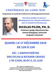 Recherche en pédiatrie – Conférence (le 17 décembre 2018)