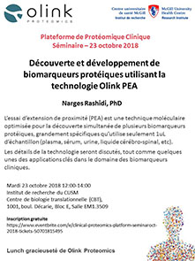 Séminaire de la plateforme de Protéomique Clinique (le 23 octobre 2018)