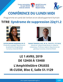 Recherche en pédiatrie – Conférence (le 1 avril 2019)