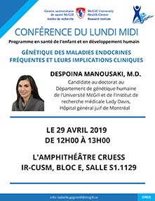 Recherche en pédiatrie – Conférence (le 29 avril 2019)