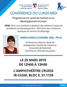 Recherche en pédiatrie – Conférence (le 25 mars 2019) Recherche en pédiatrie – Conférence (le 25 mars 2019)