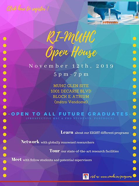 Open House for Prospective Graduate Students and Postdoctoral Fellows (November 12, 2019)