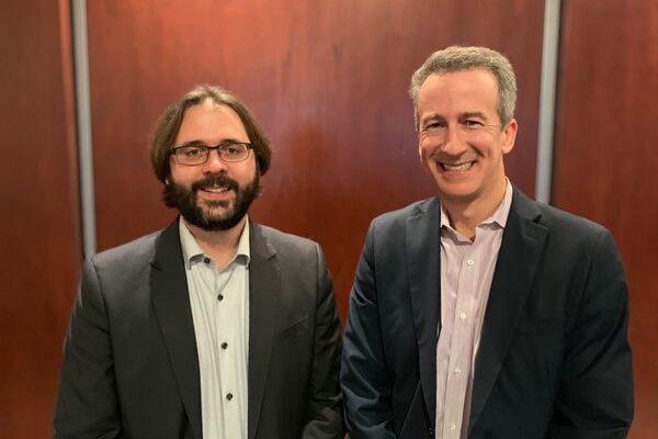 The 2019 Klassen Memorial Fellowship Award recipient Dr. David Labbé (left) with presenter Michael Rodger