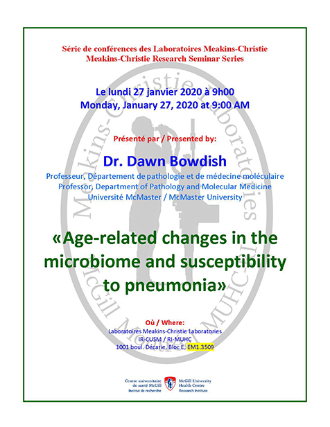 Conférence des laboratoires Meakins-Christie et du programme RESP (le 27 janvier 2020) Conférence des laboratoires Meakins-Christie et du programme RESP (le 27 janvier 2020)