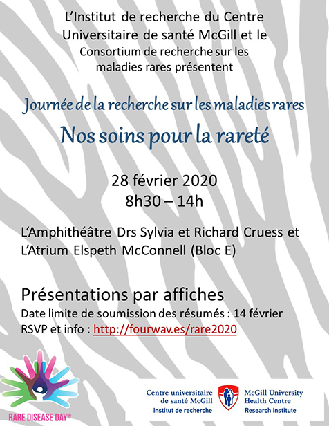 Journée de la recherche sur les maladies rares 2020 - Nos soins pour la rareté (le 28 février 2020) Journée de la recherche sur les maladies rares 2020 - Nos soins pour la rareté (le 28 février 2020)