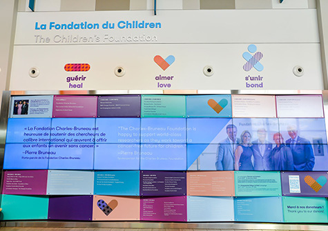Nouveau mur de donateurs à la campagne Panser autrement de la Fondation de l’Hôpital de Montréal pour enfants